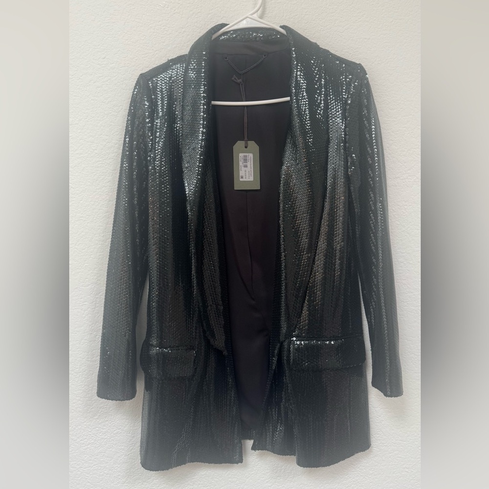 All Saints Shimmering deep dark green Sequin Blazer